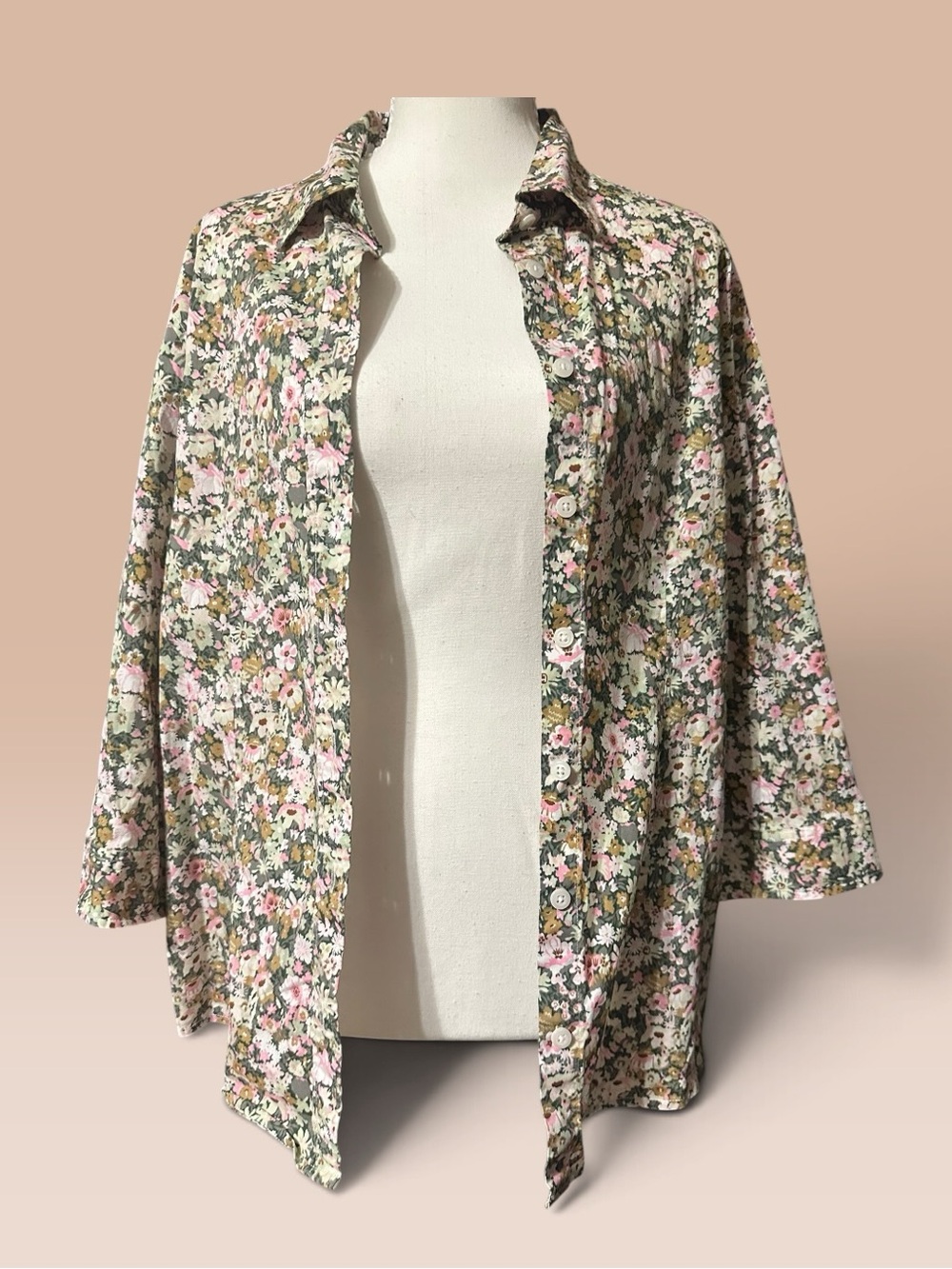 Orvis Floral Button-Down Shirt in Green & Pink